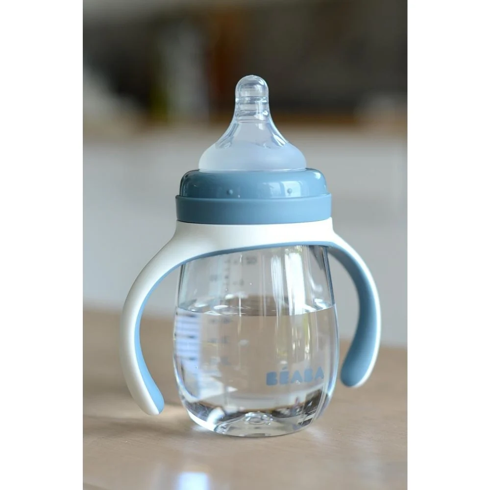 BEABA 2-IN-1 BOTTLE TO SIPPY LEARNING CUP 210ML - WINDY BLUE. NEW - Image 5