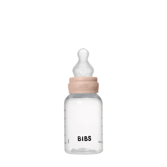 BIBS Baby Bottle, BPA Free plastic 150ml Silicone - Blush - Image 3