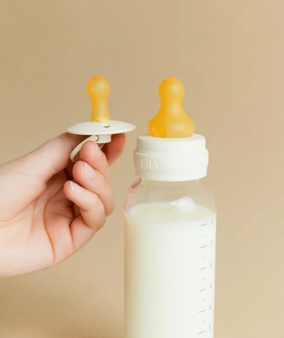 BIBS Glass Baby Bottle Complete Set 120ml Latex - Ivory - Image 5