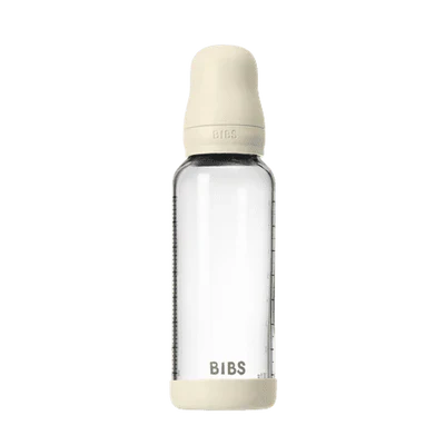 BIBS Glass Baby Bottle Complete Set 240ml Latex - Ivory - Image 3