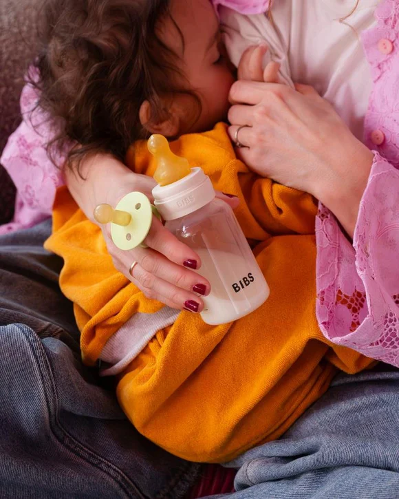 BIBS Glass Baby Bottle Complete Set 240ml Latex - Sage - Image 4