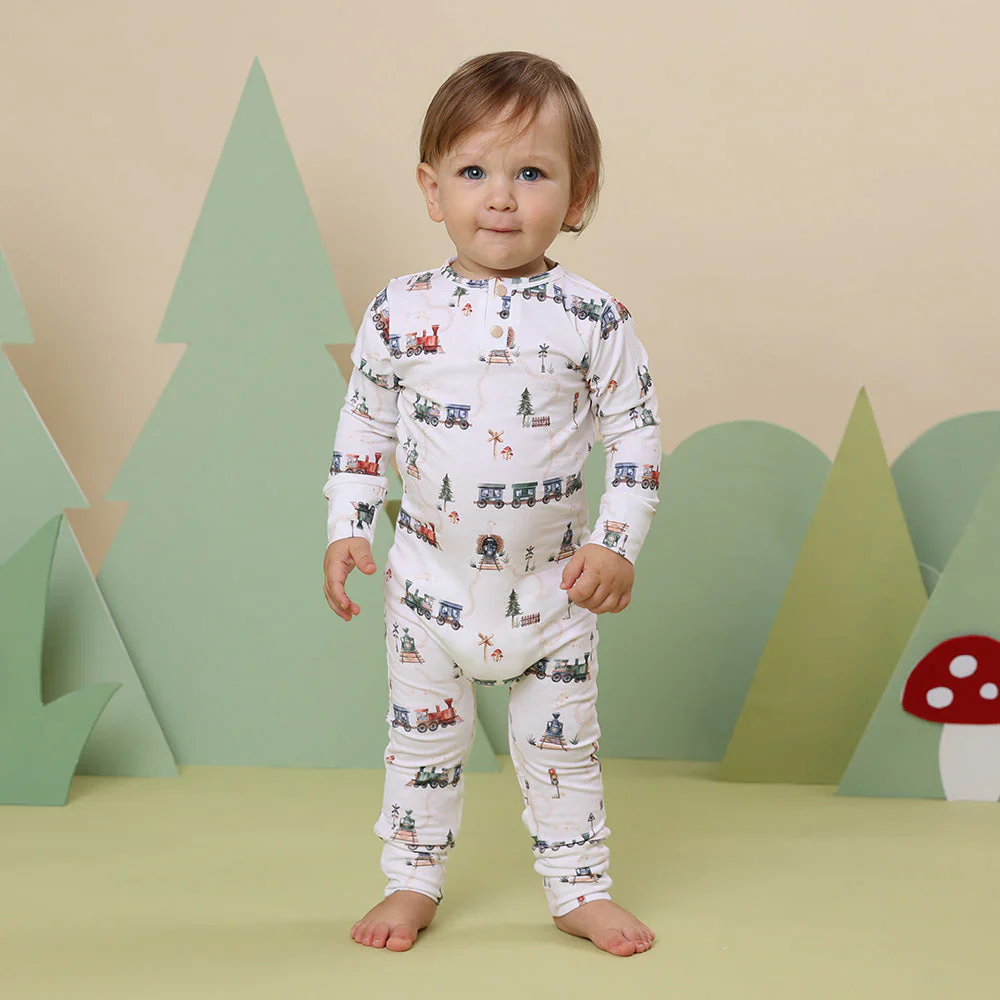 Snuggle Hunny, Trains Organic Growsuit - Image 3