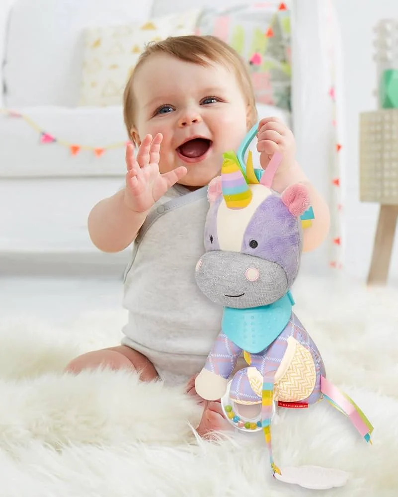 Skip Hop Bandana Buddies Unicorn Plush Toy - Rattles, Crinkles, and Teething Fun - Image 4